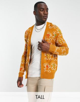 Another Influence Tall gingerbread Christmas cardigan in brown