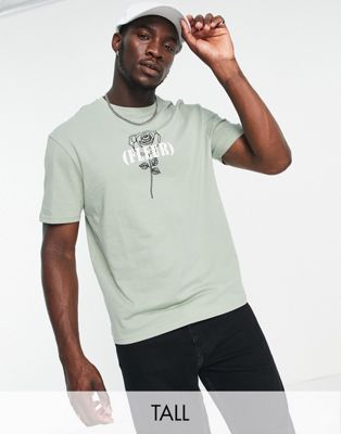 Another Influence Tall graphic print boxy t-shirt in pale green