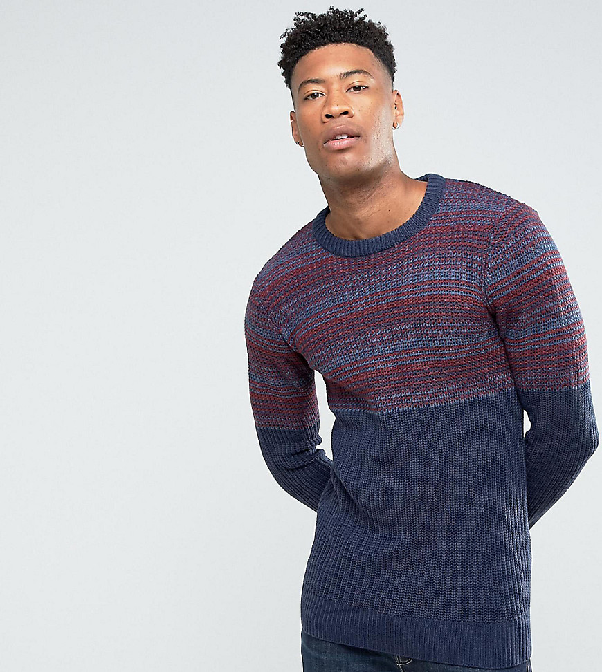 Another Influence TALL Jacquard Block Knitted Jumper-Red