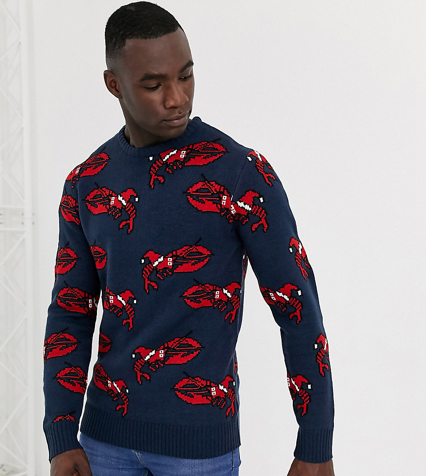 Another Influence Tall lobster knitted jumper-Navy