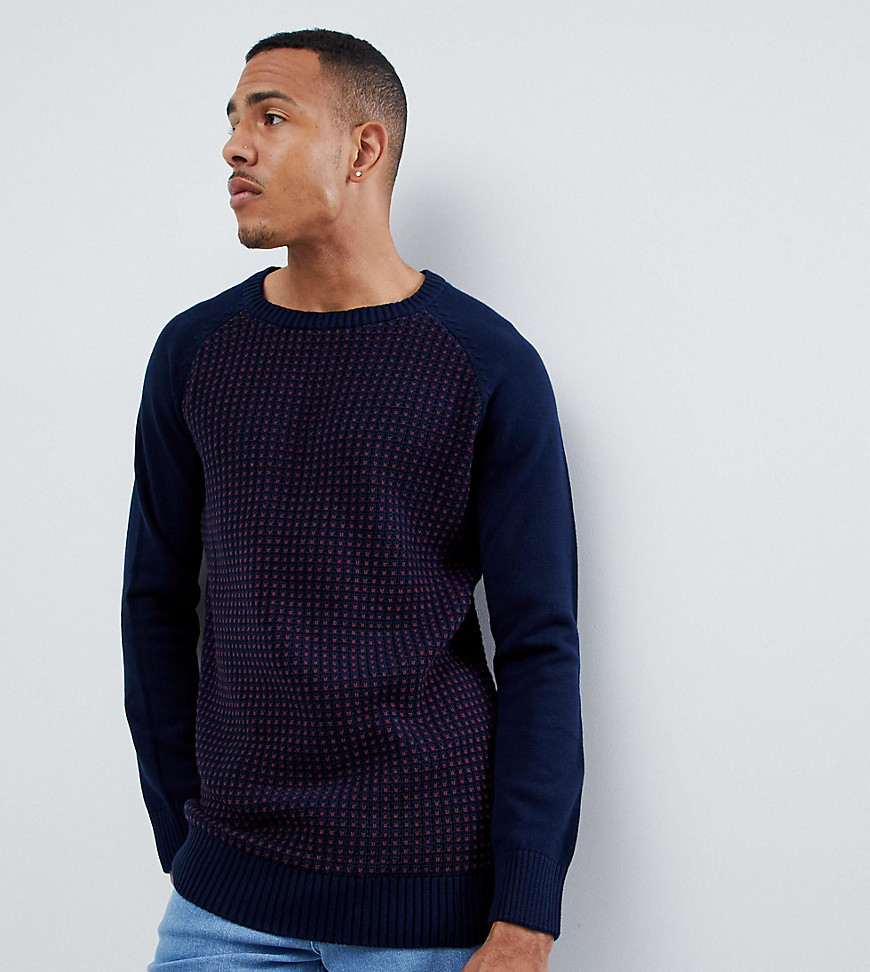 Another Influence TALL - Maglione con davanti a nido d'ape-Navy