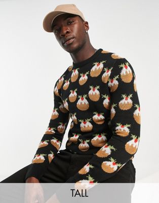 Another Influence Tall pudding Christmas jumper in black - ASOS Price Checker