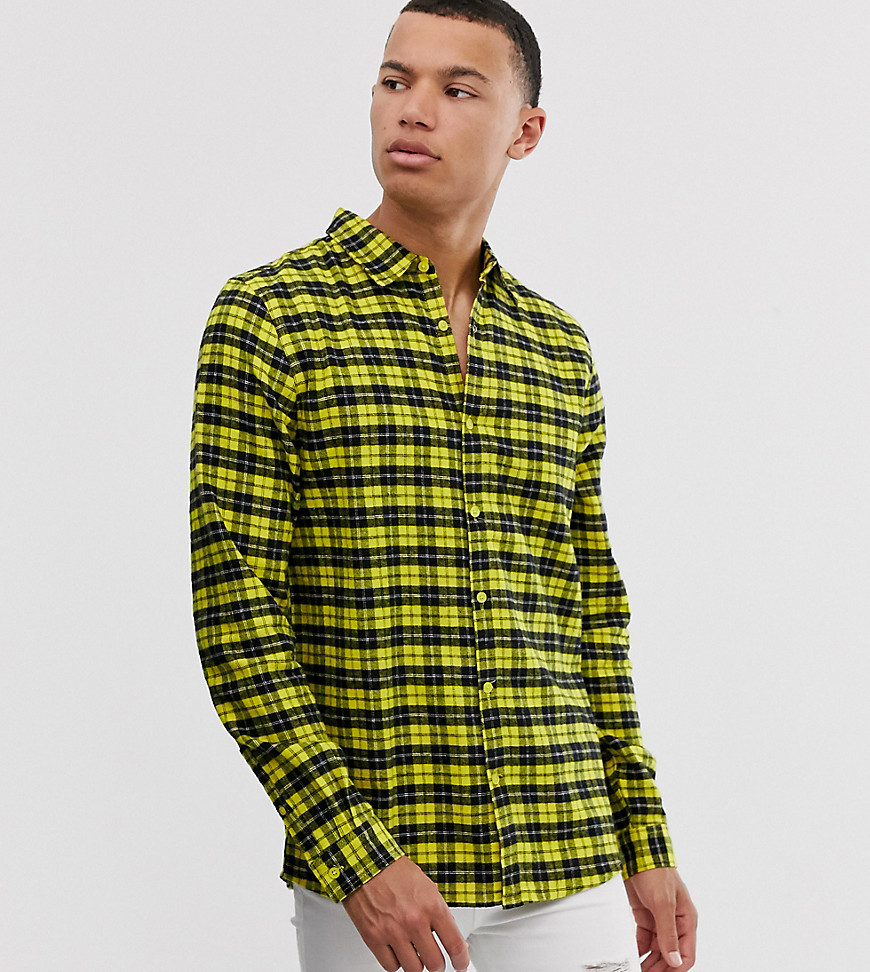 Another Influence Tall regular fit flannel check shirt-Yellow