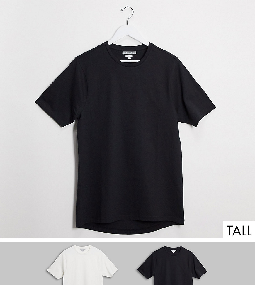 Another Influence Tall - Set van 2 muscle-fit T-shirts met ronde zoom-Meerkleurig