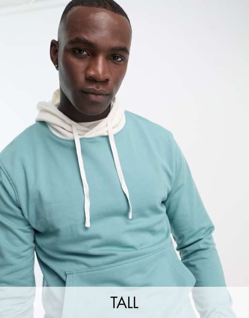 Another Influence Tall - Sweat à capuche color block - Sarcelle cendré