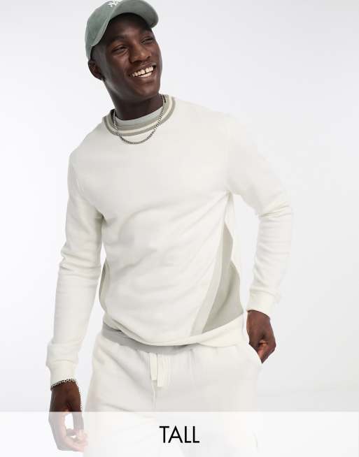 Another Influence Tall - Sweatshirt met kleurvlakken in gebroken wit
