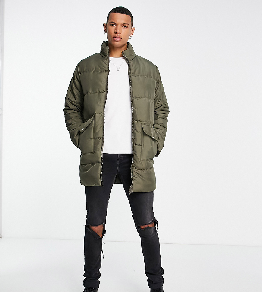 Another Influence Utility Puffer Jacket In Khaki-green
