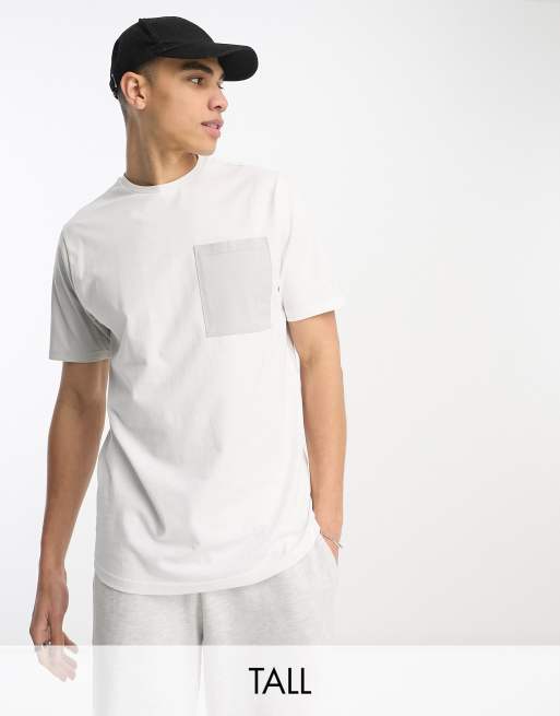 Another Influence Tall – Vit blockfärgad t-shirt i regular fit