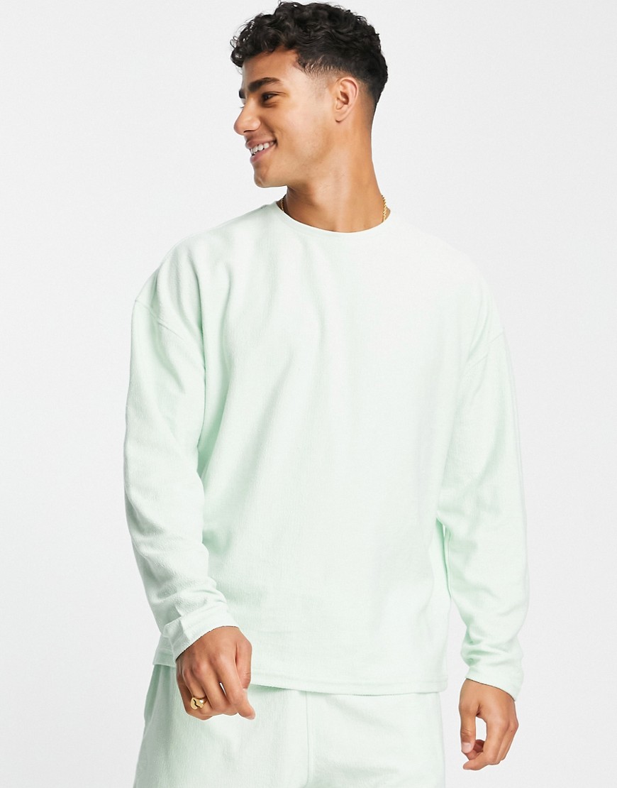 Another Influence terrycloth long sleeve T-shirt in mint green - part of a set