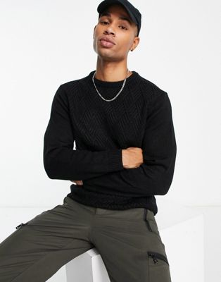 Another Influence textured knit jumper in black