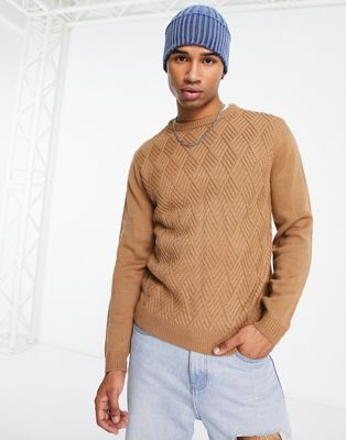 Another Influence textured knit jumper in stone