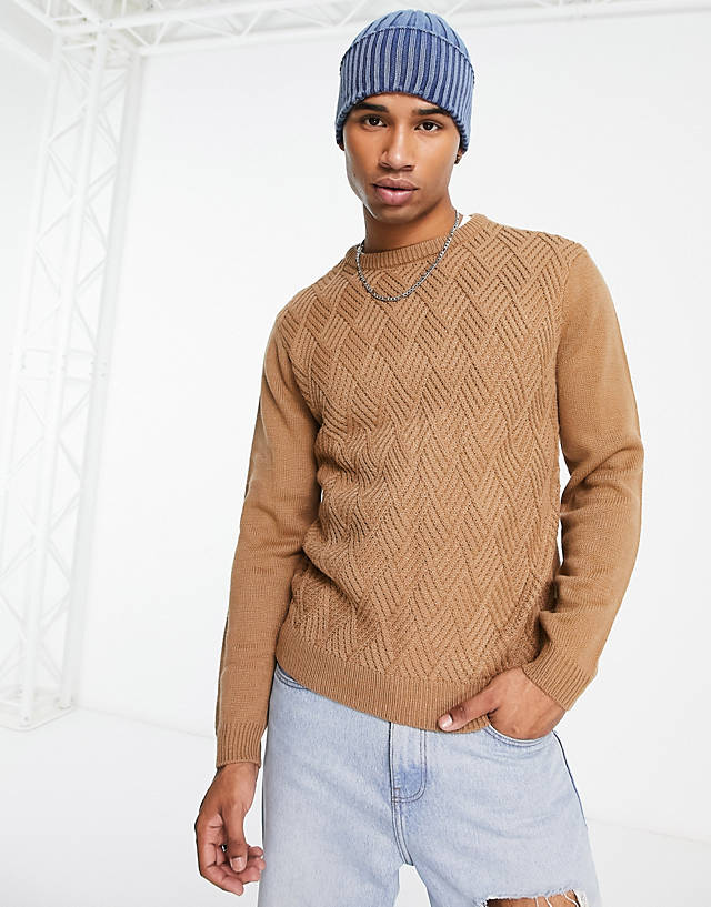 Another Influence - textured knit jumper in stone
