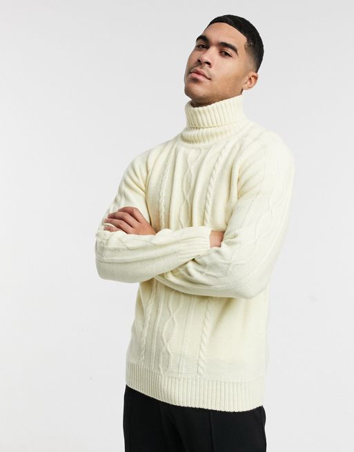 Another Influence turtle neck cable sweater in ecru