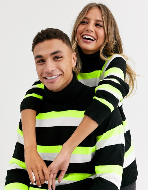 Another Influence unisex stripe roll neck