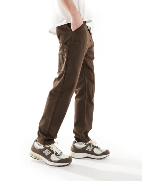 Another Influence utility carpenter straight leg trousers in brown - view 1