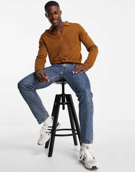 Another Influence v neck collar sweater in rust