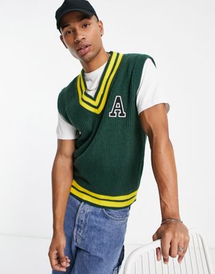 Another Influence varsity knitted vest in green - ASOS Price Checker