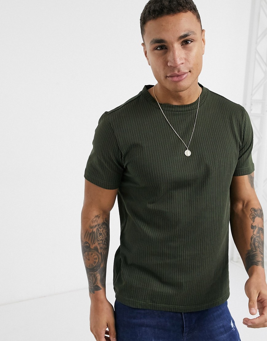Another Influence vertical stripe t-shirt in boxy fit-Green