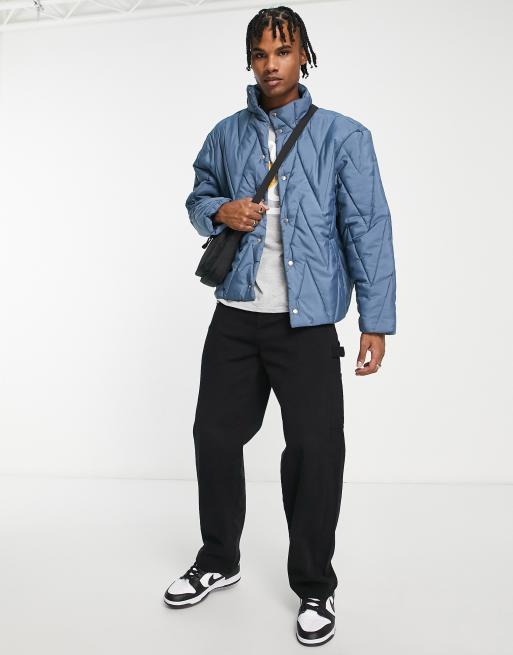 Another Influence – Vintageblå jacka med sicksack-stygn
