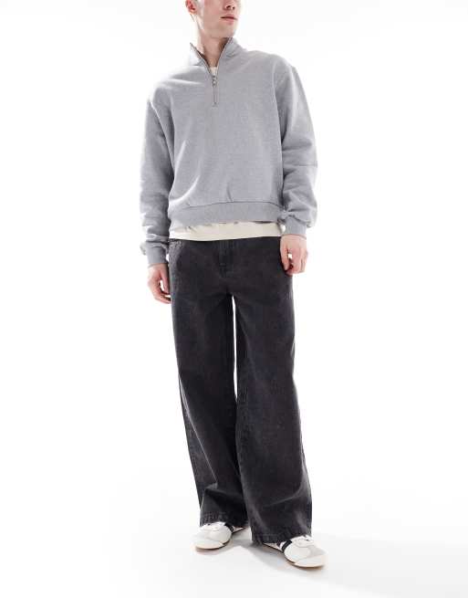 Another Influence wide leg denim jeans in washed black