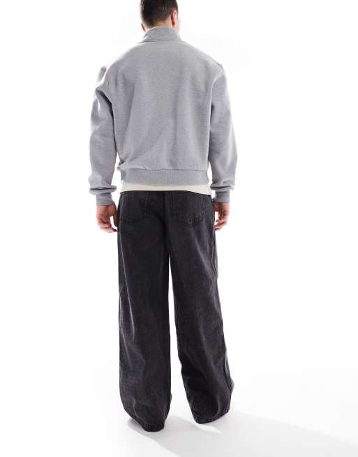 Another Influence wide leg denim jeans in washed black