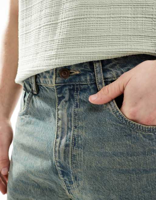 Another Influence wide leg denim jorts in vintage blue