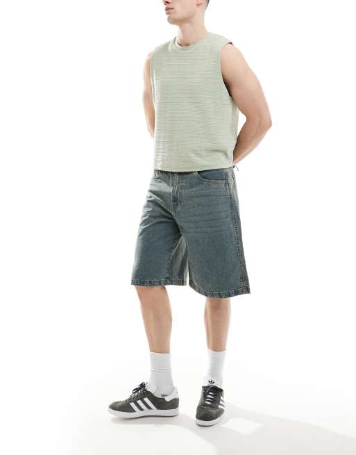 Another Influence wide leg denim jorts in vintage blue