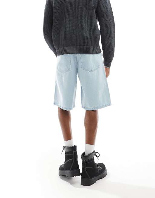 Another Influence wide leg jorts in bleached blue