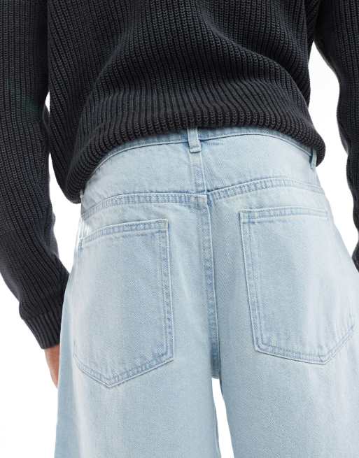 Another Influence wide leg jorts in bleached blue