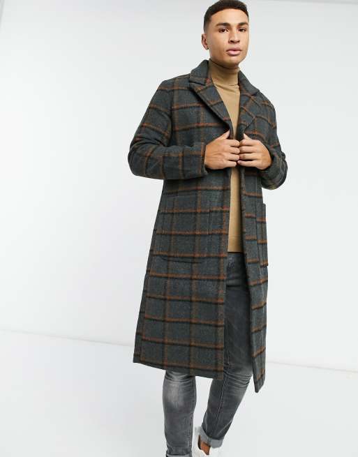 Mens store tartan overcoat