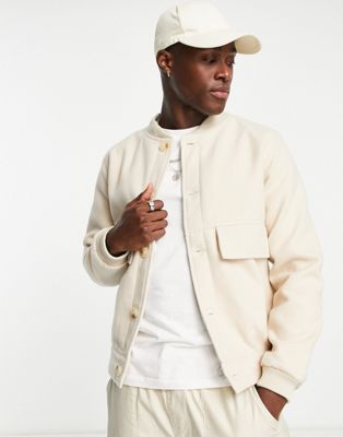 Another Influence wool bomber jacket in stone