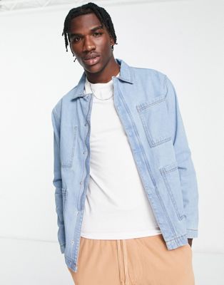 Another Influence worker denim jacket in light blue - ASOS Price Checker