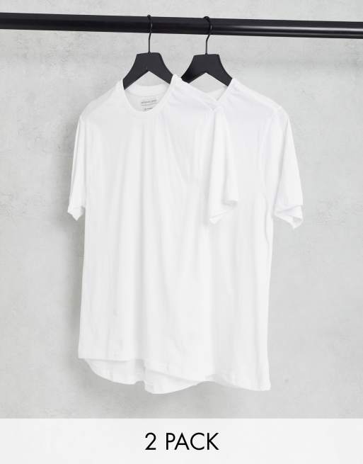 Another Influence – Zestaw 2 białych T-shirtów o kroju podkreślającym sylwetkę