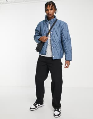 Another Influence zig zag stitch jacket in vintage blue