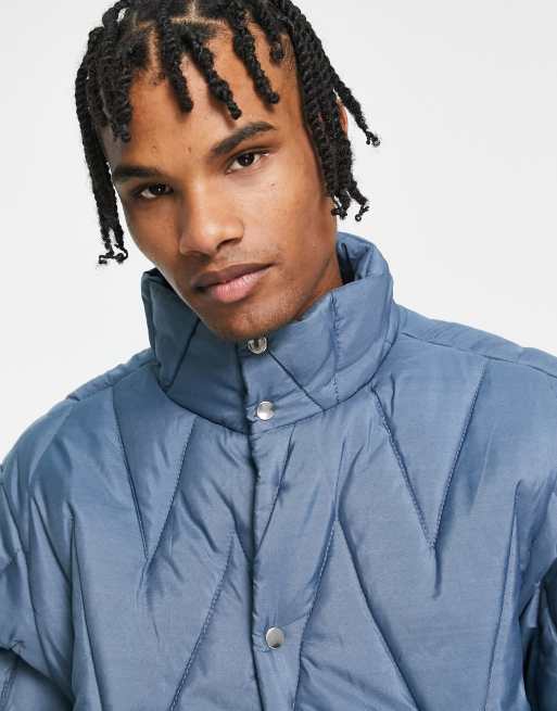 Another Influence zig zag stitch jacket in vintage blue ASOS