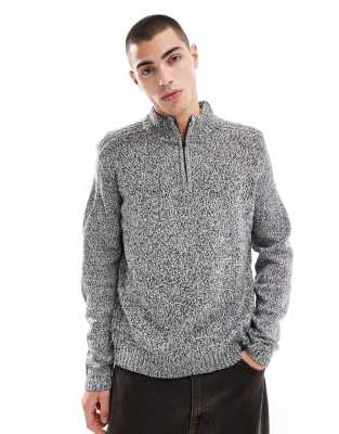 Another Influence Another Influence zip funnel neck chunky jumper in grey marl