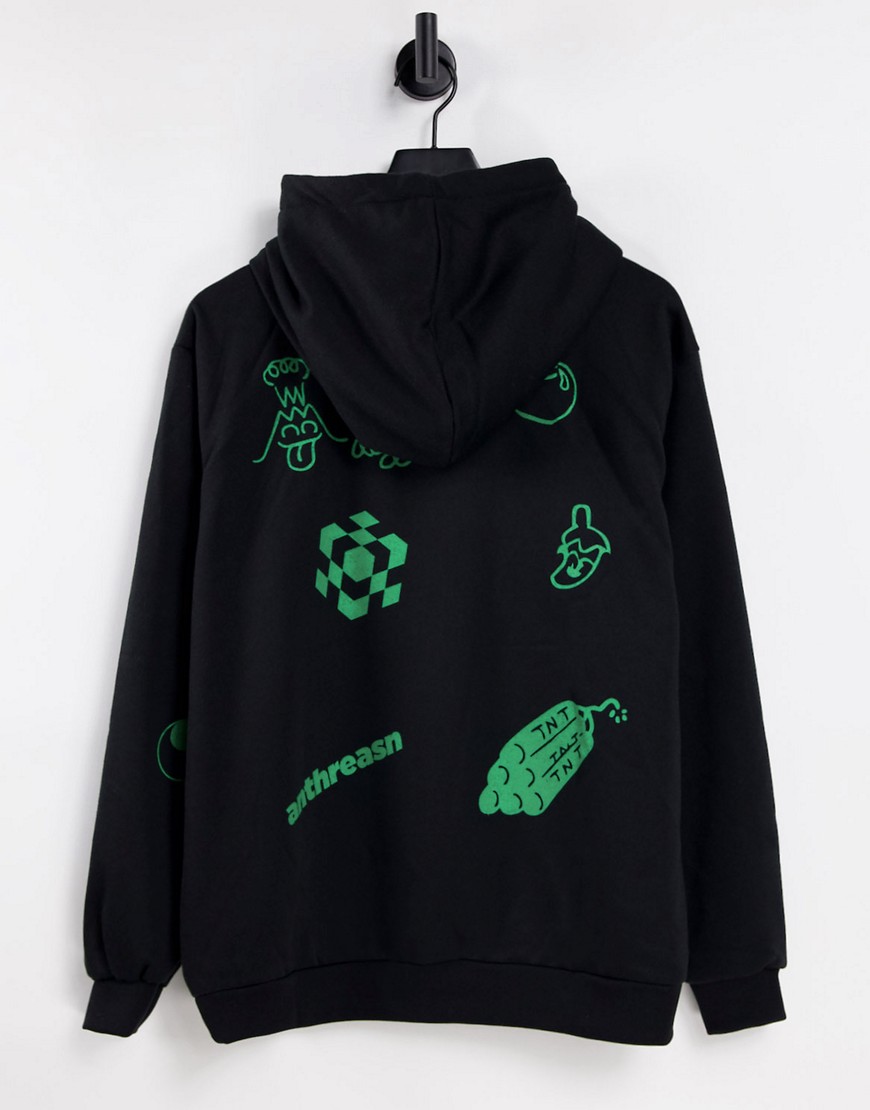 Another Reason alien hoodie in black