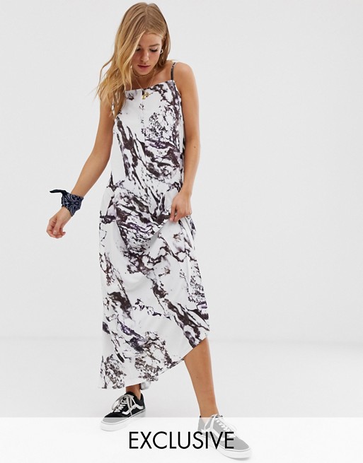 Another Reason backless maxi dress in marble print