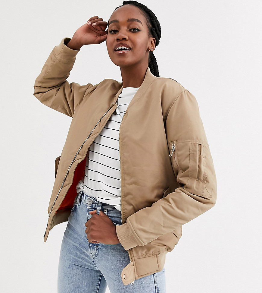 Another Reason boyfriend style bomber jacket with contrast lining-Cream