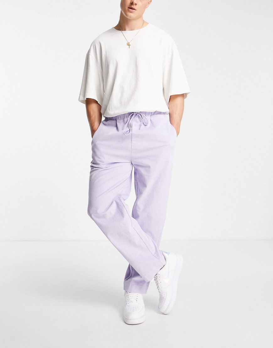 Another Reason cord drawstring trousers in lilac-Purple