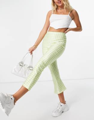 Another Reason high waisted trousers in green checkerboard