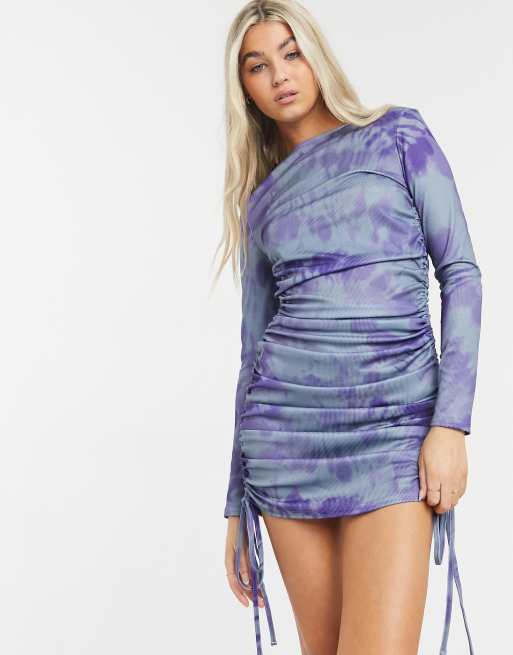 Another Reason long sleeve mini bodycon dress in tie dye