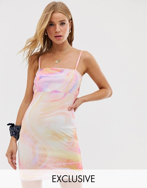 Another Reason mini cami dress in marble print