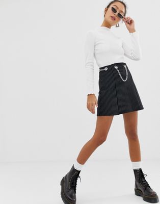 Another Reason - Mini-rok met ketting aan de taille-Zwart