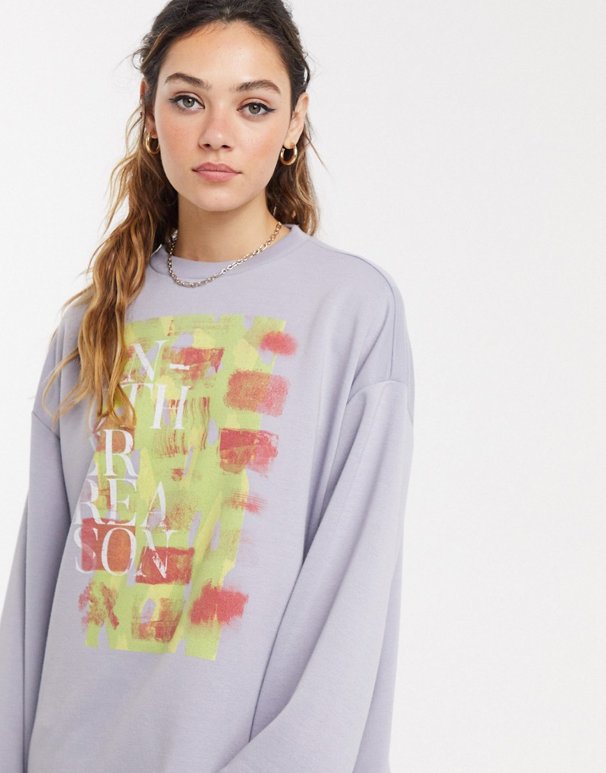 Another Reason - Oversized sweatshirt met grafische print-Paars