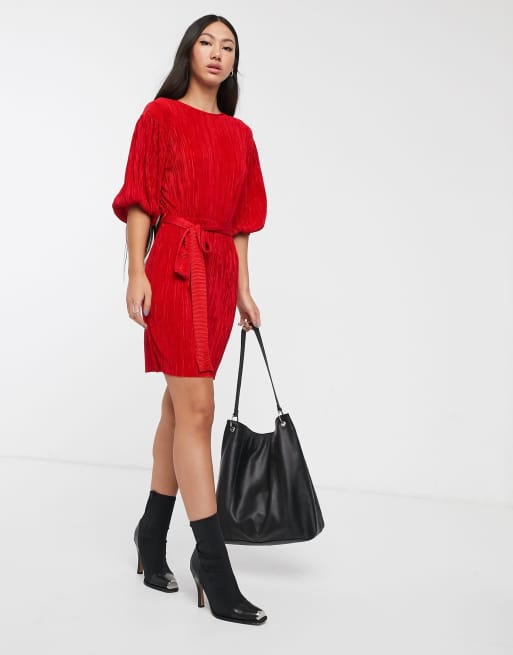 Another Reason - Plissé T-shirtjurk met gestrikte taille, 4 van 4