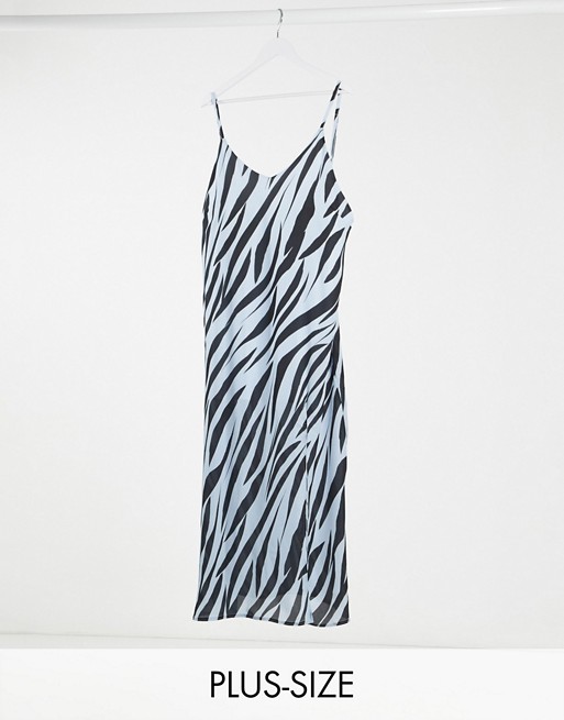 Another Reason Plus maxi slip dress in tiger print with split