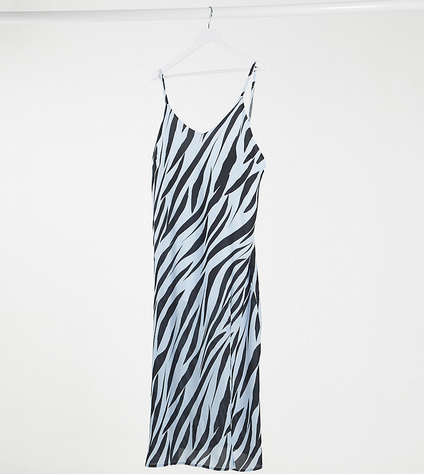 Another Reason Plus maxi slip dress in tiger print with split-Multi