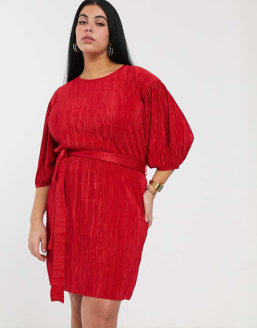 Another Reason Plus plisse t-shirt dress with tie waist, 4 of 4