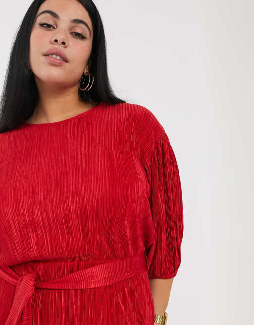 Another Reason Plus – Plissiertes T-Shirt-Kleid mit Bindeband in der Taille, 3 von 4